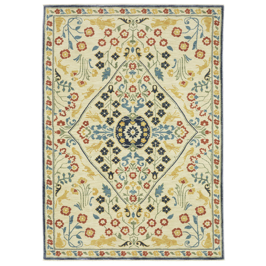Francesca FR06B Ivory Medallion Rug