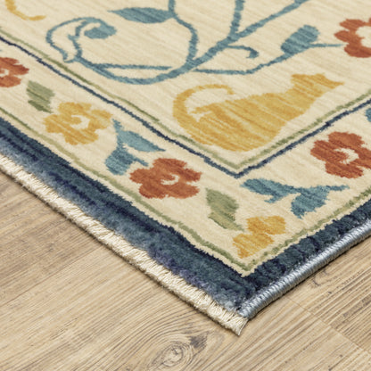 Francesca Medallion Ivory/ Multi Floral Cut Pile Rug