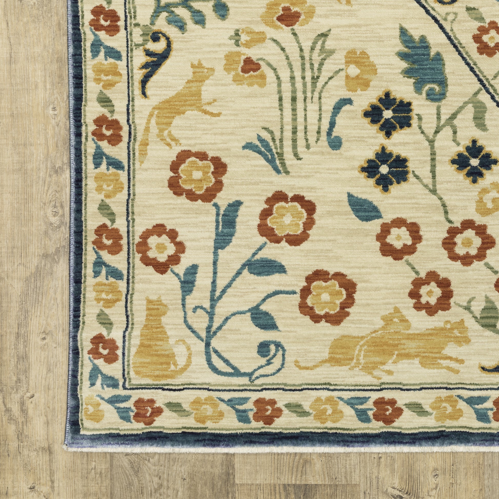 Francesca Medallion Ivory/ Multi Floral Cut Pile Rug