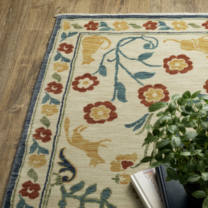 Francesca Medallion Ivory/ Multi Floral Cut Pile Rug