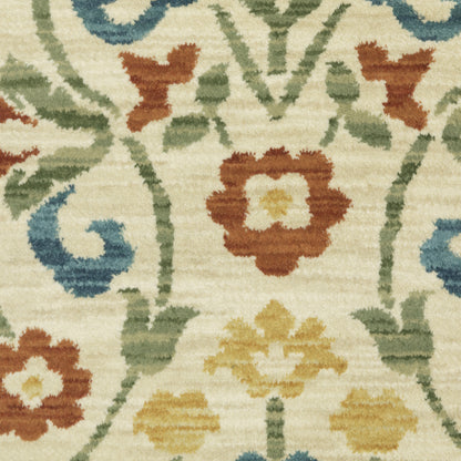 Francesca Medallion Ivory/ Multi Floral Cut Pile Rug