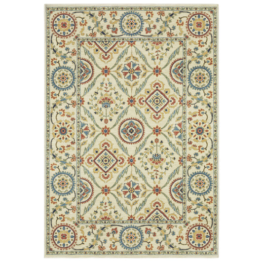 Francesca FR07A Ivory Floral Rug