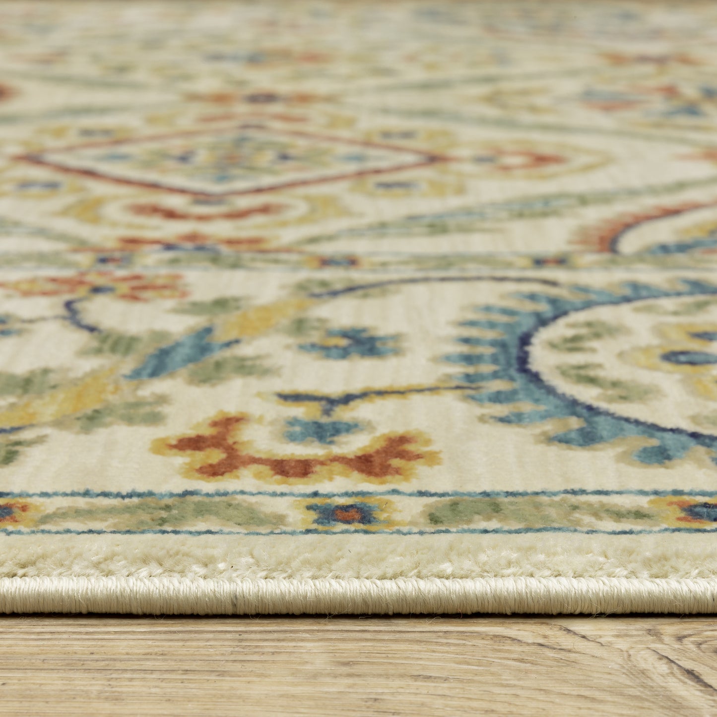 Francesca Floral Ivory/ Multi Oriental Cut Pile Rug