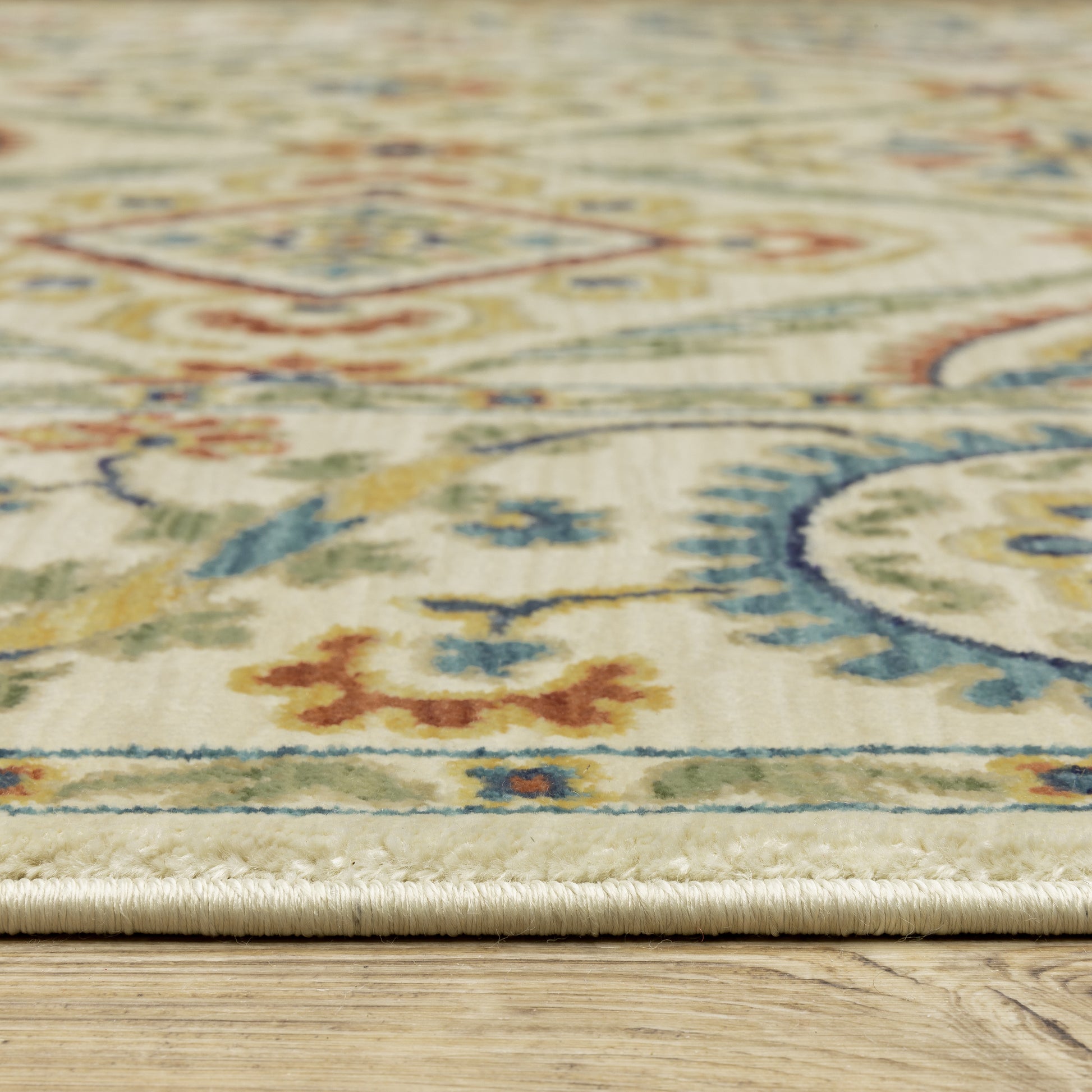 Francesca Floral Ivory/ Multi Oriental Cut Pile Rug