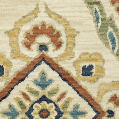 Francesca Floral Ivory/ Multi Oriental Cut Pile Rug