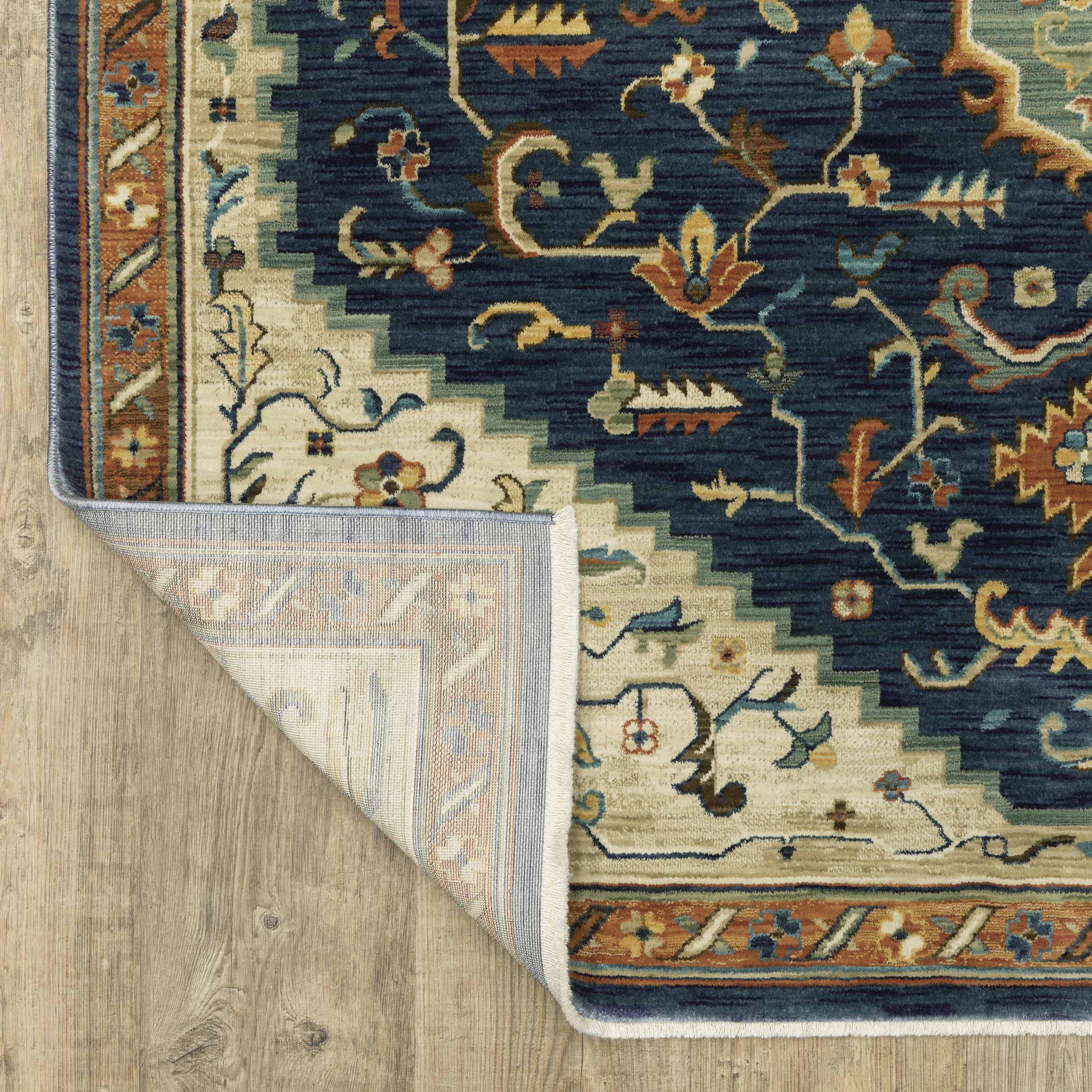 Francesca Medallion Blue/ Multi Oriental Cut Pile Rug