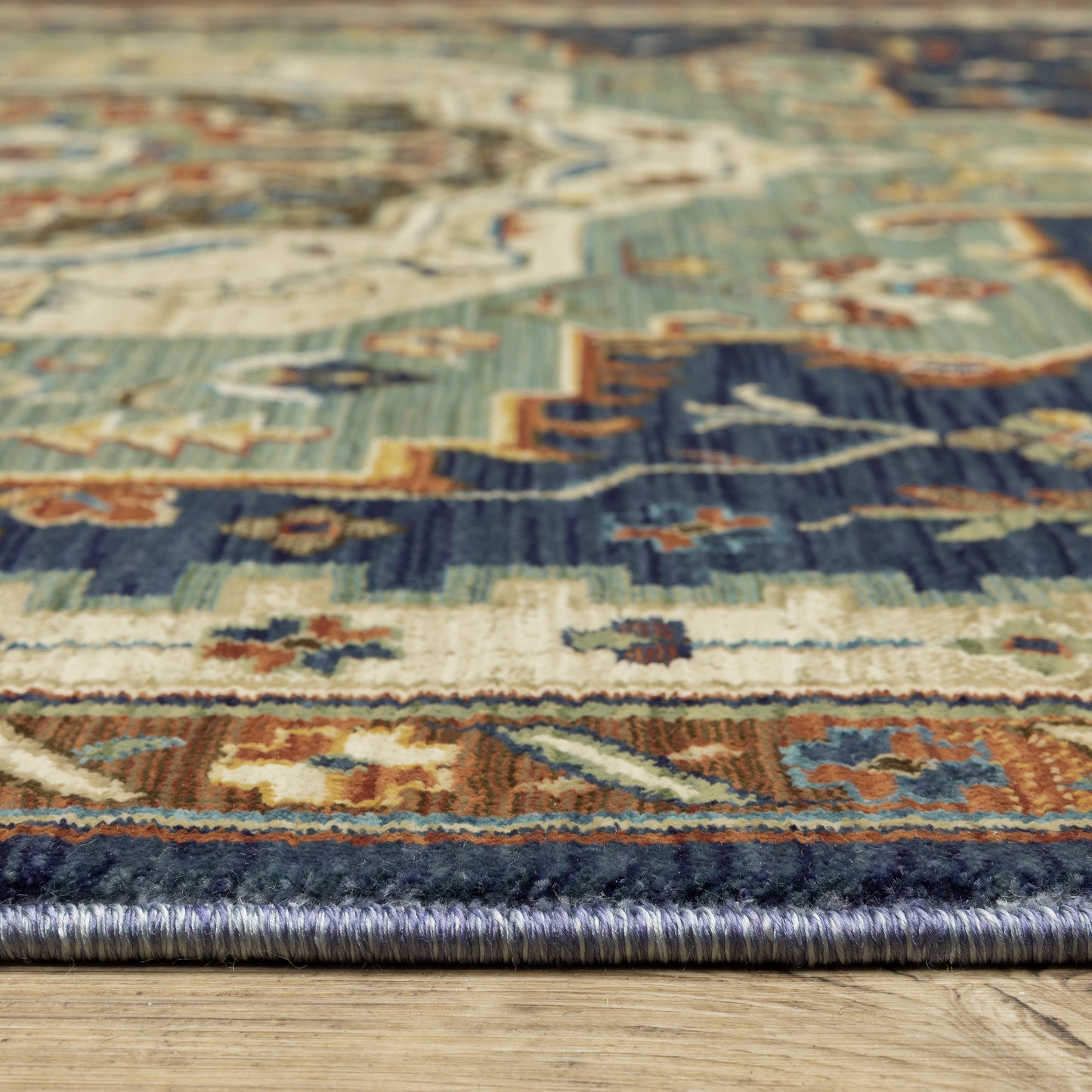Francesca Medallion Blue/ Multi Oriental Cut Pile Rug