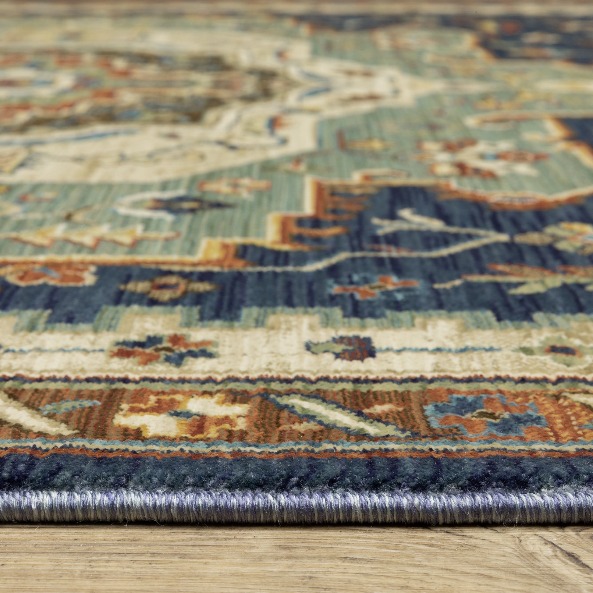 Francesca Medallion Blue/ Multi Oriental Cut Pile Rug