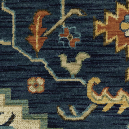 Francesca Medallion Blue/ Multi Oriental Cut Pile Rug