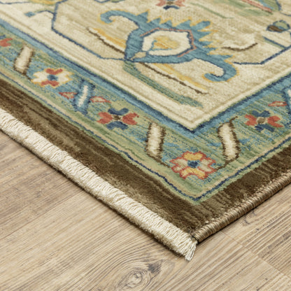 Francesca Medallion Brown/ Multi Oriental Cut Pile Rug