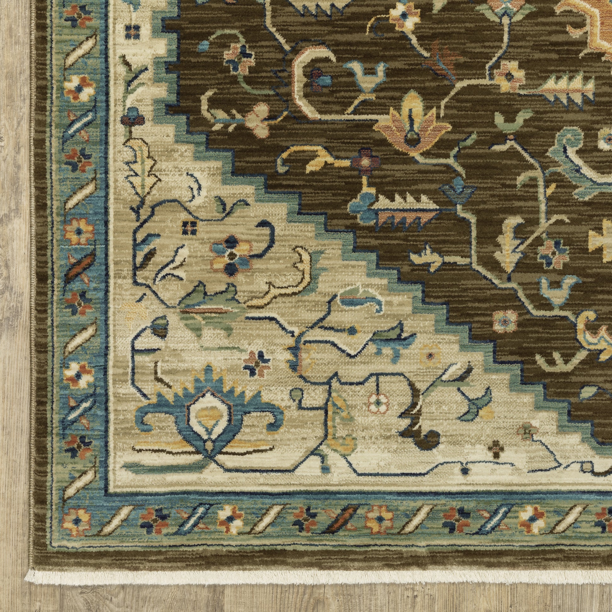 Francesca Medallion Brown/ Multi Oriental Cut Pile Rug