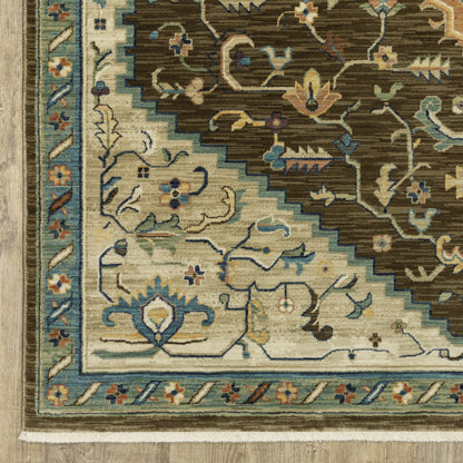 Francesca Medallion Brown/ Multi Oriental Cut Pile Rug