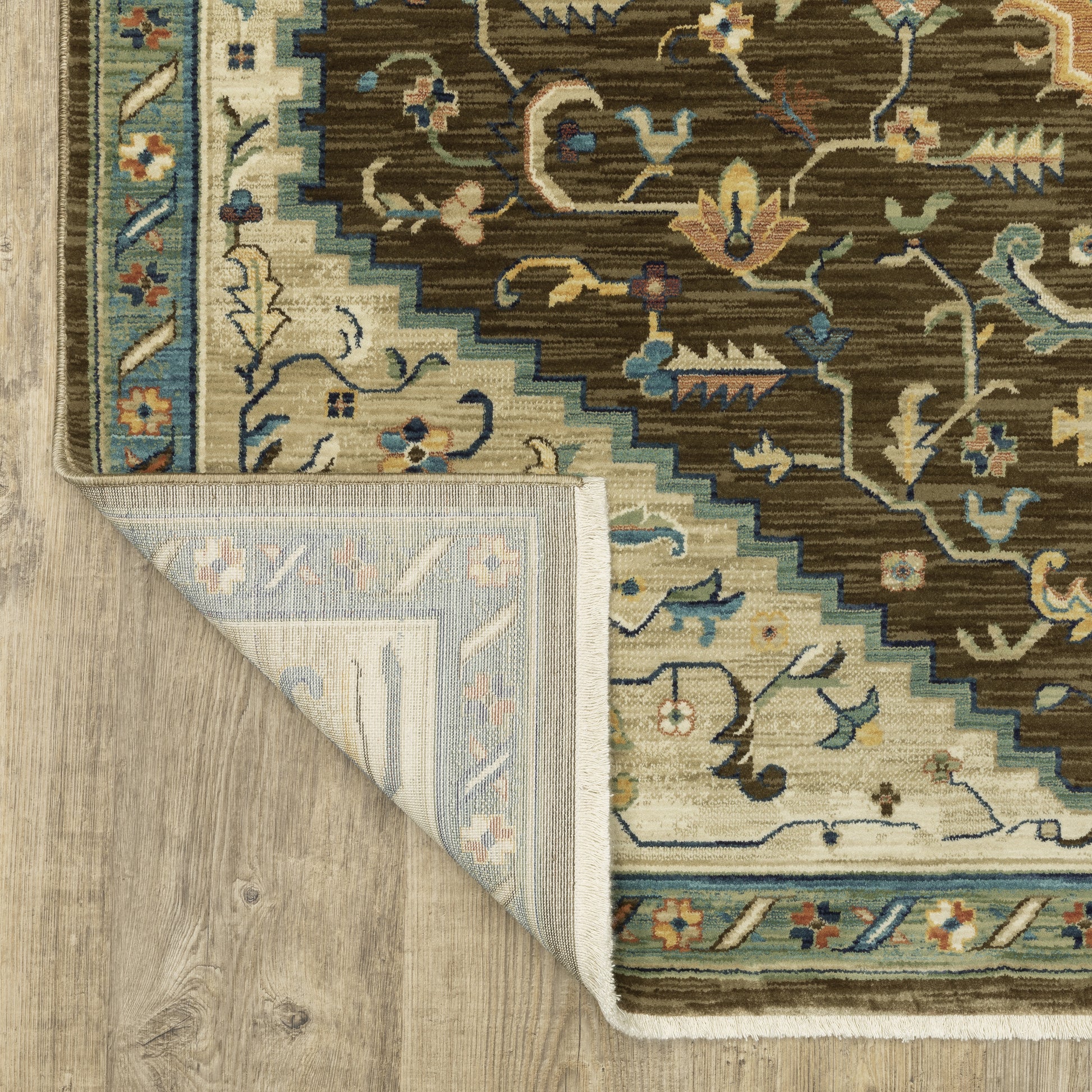 Francesca Medallion Brown/ Multi Oriental Cut Pile Rug