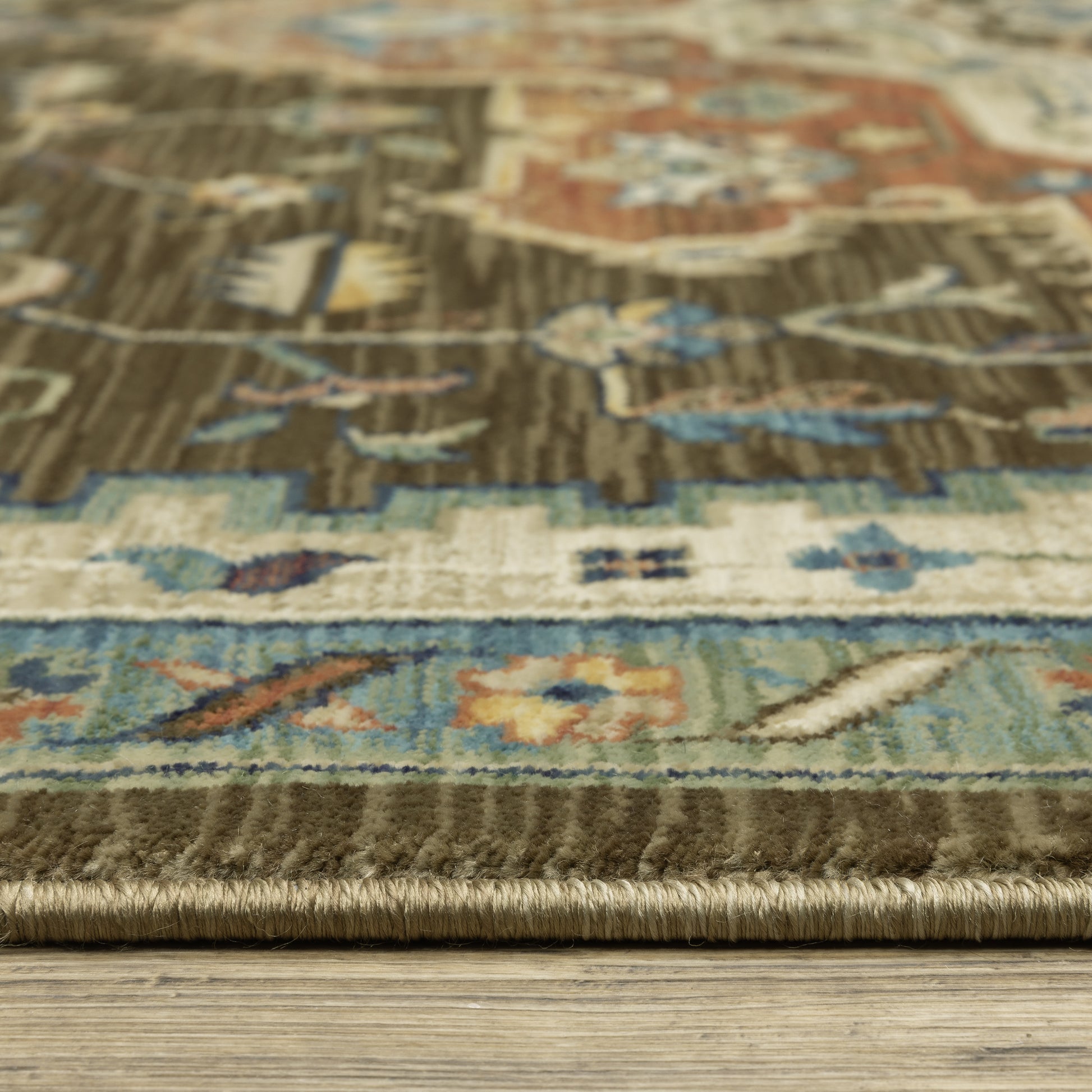 Francesca Medallion Brown/ Multi Oriental Cut Pile Rug
