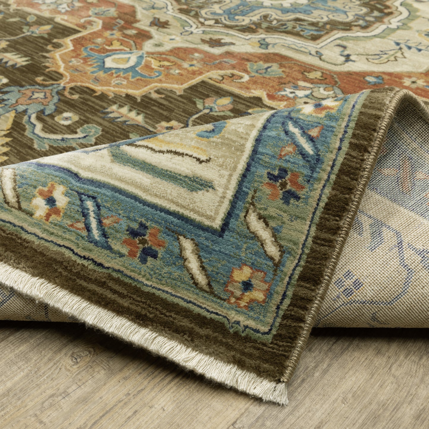 Francesca Medallion Brown/ Multi Oriental Cut Pile Rug
