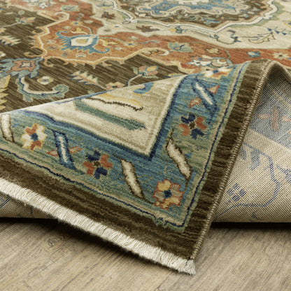 Francesca Medallion Brown/ Multi Oriental Cut Pile Rug