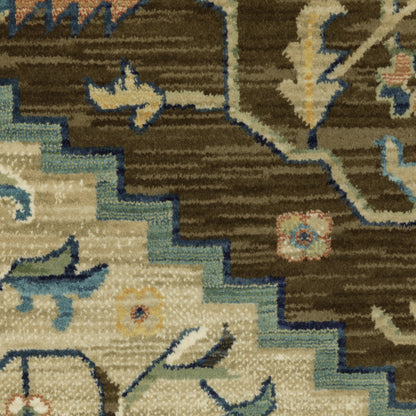 Francesca Medallion Brown/ Multi Oriental Cut Pile Rug