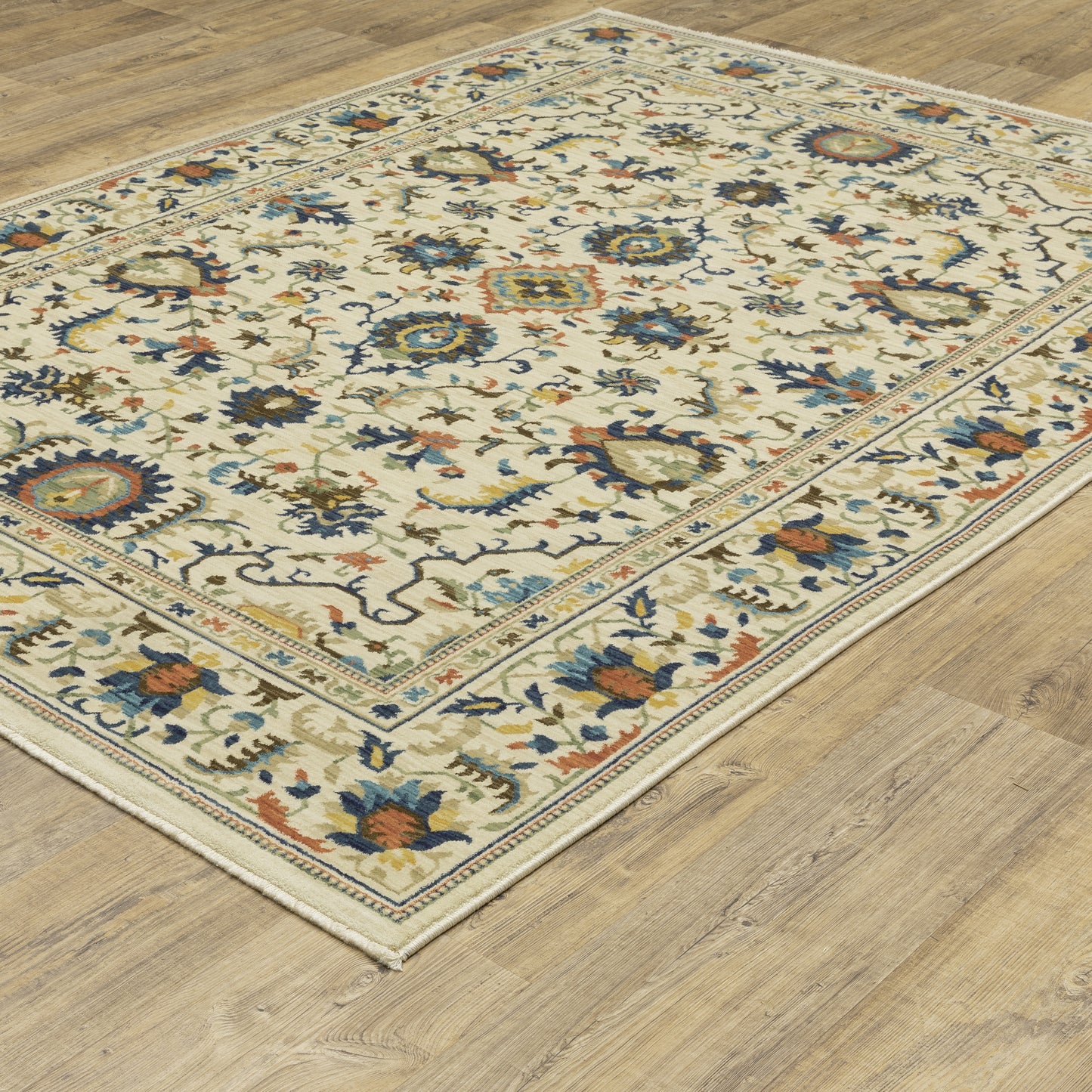 Francesca Floral Ivory/ Multi Oriental Cut Pile Rug