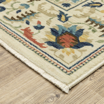 Francesca Floral Ivory/ Multi Oriental Cut Pile Rug