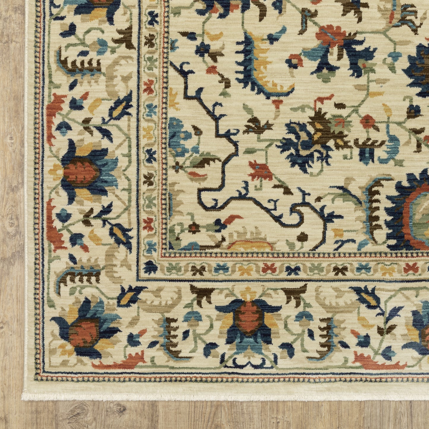 Francesca Floral Ivory/ Multi Oriental Cut Pile Rug