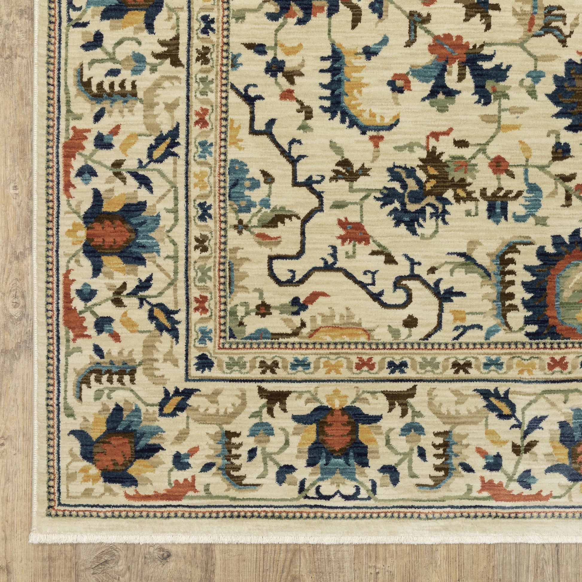Francesca Floral Ivory/ Multi Oriental Cut Pile Rug