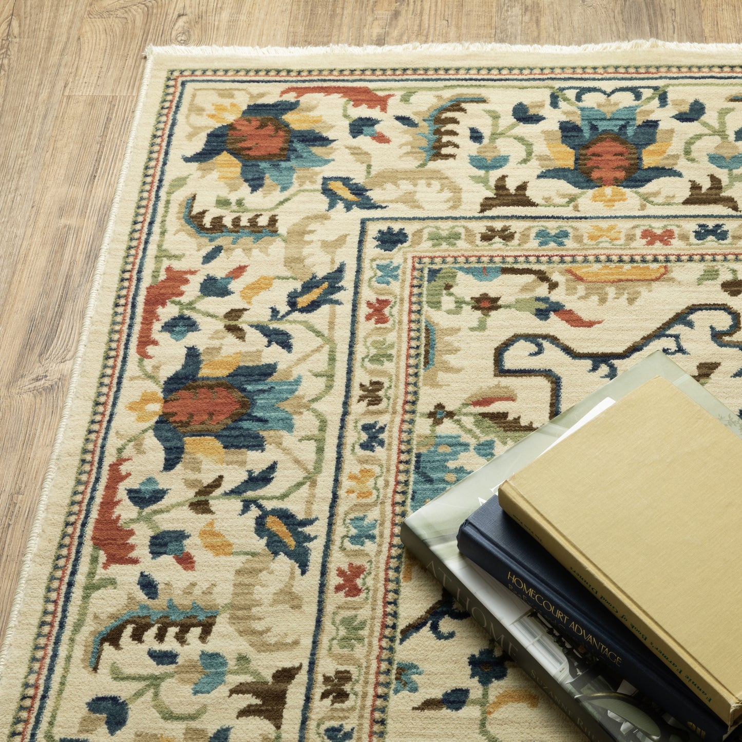 Francesca Floral Ivory/ Multi Oriental Cut Pile Rug
