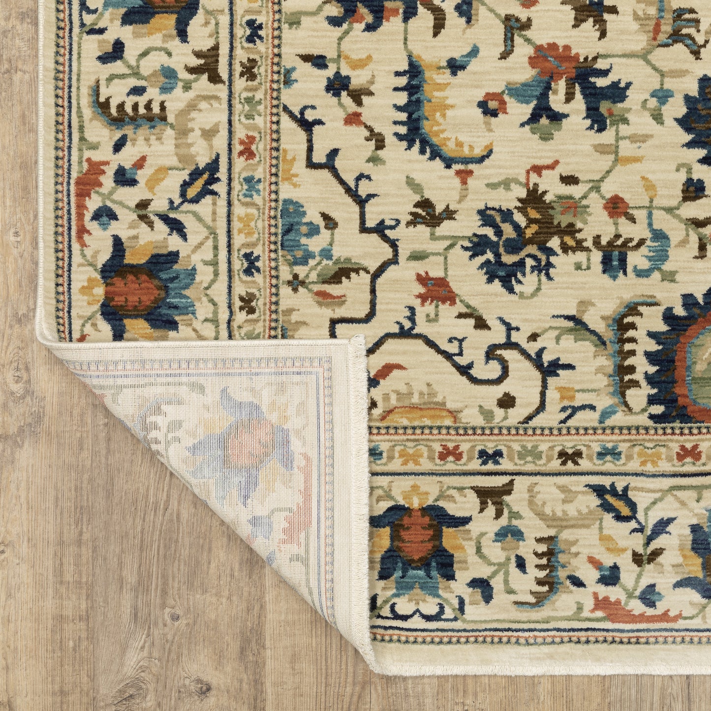 Francesca Floral Ivory/ Multi Oriental Cut Pile Rug