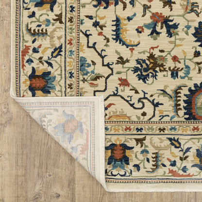 Francesca Floral Ivory/ Multi Oriental Cut Pile Rug