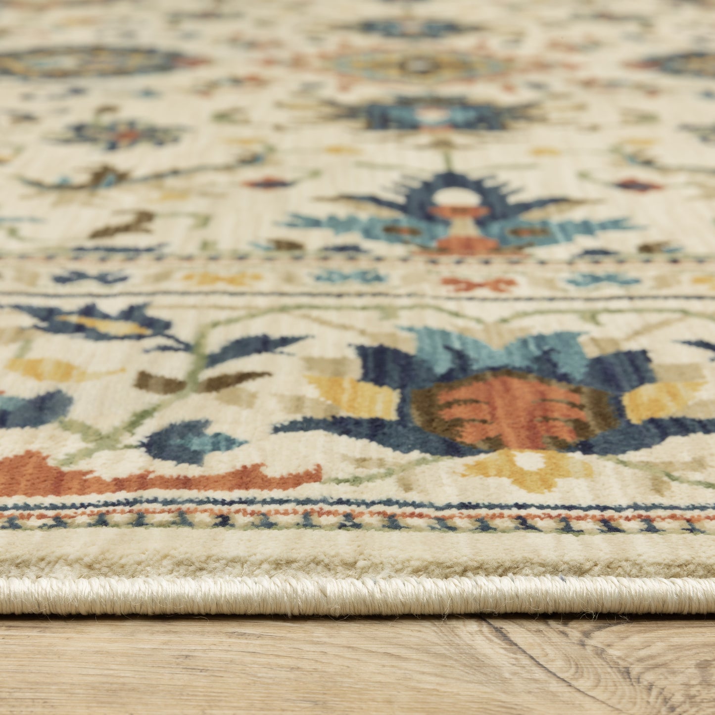 Francesca Floral Ivory/ Multi Oriental Cut Pile Rug