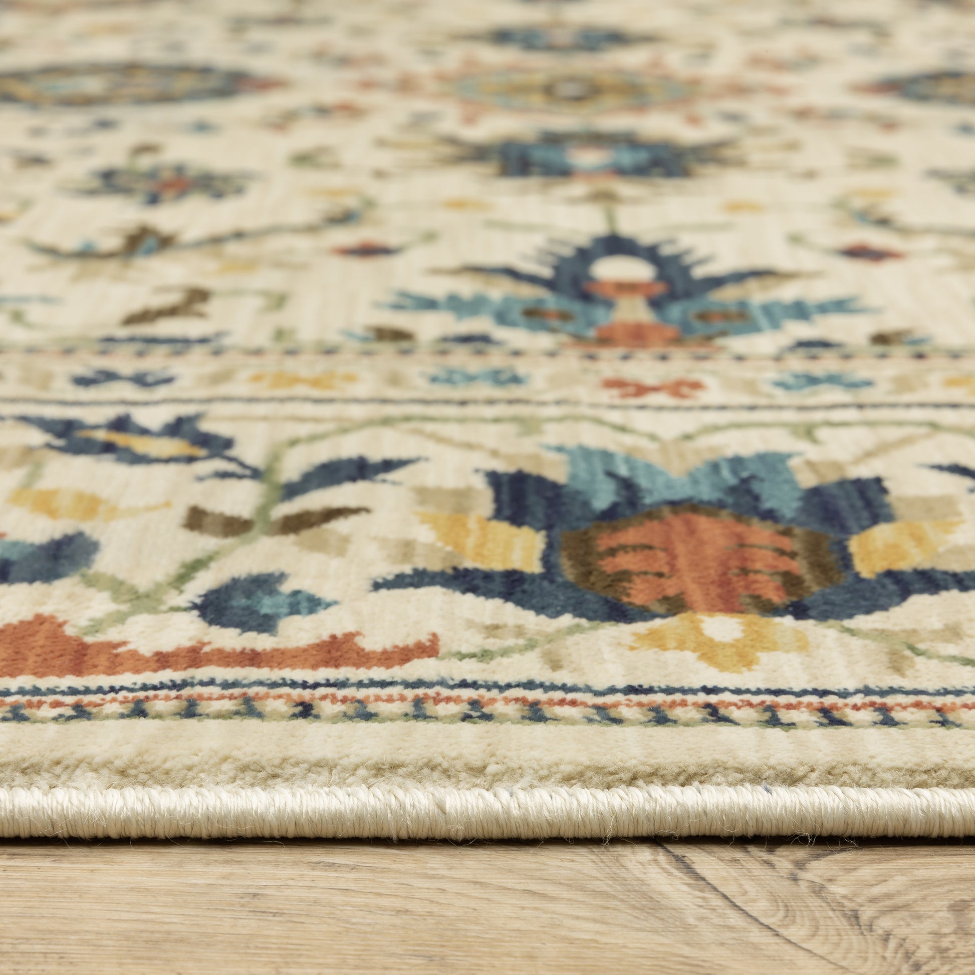 Francesca Floral Ivory/ Multi Oriental Cut Pile Rug
