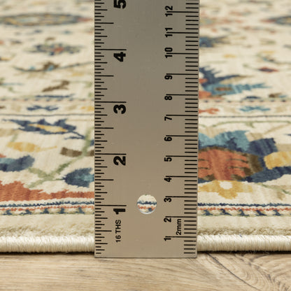 Francesca Floral Ivory/ Multi Oriental Cut Pile Rug