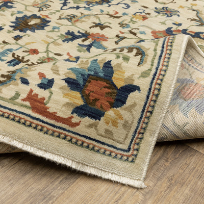 Francesca Floral Ivory/ Multi Oriental Cut Pile Rug