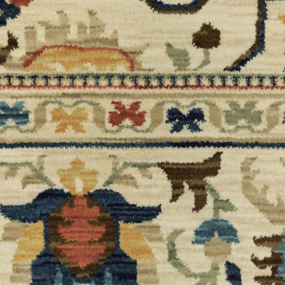 Francesca Floral Ivory/ Multi Oriental Cut Pile Rug