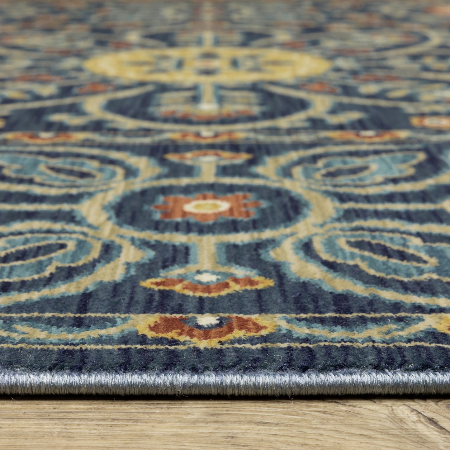 Francesca Medallion Blue/ Rust Oriental Cut Pile Rug