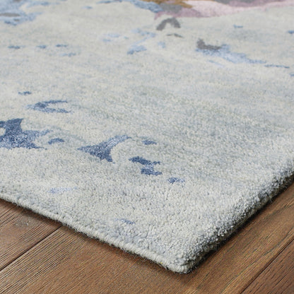Galaxy Abstract Blue/ Purple Cut Pile Rug