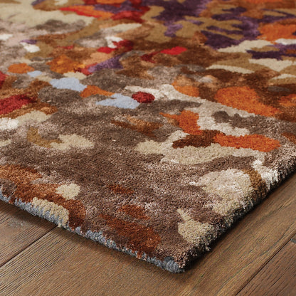Galaxy Abstract Multi/ Orange Cut Pile Rug