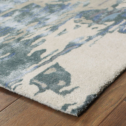 Galaxy Abstract Blue/ Grey Cut Pile Rug