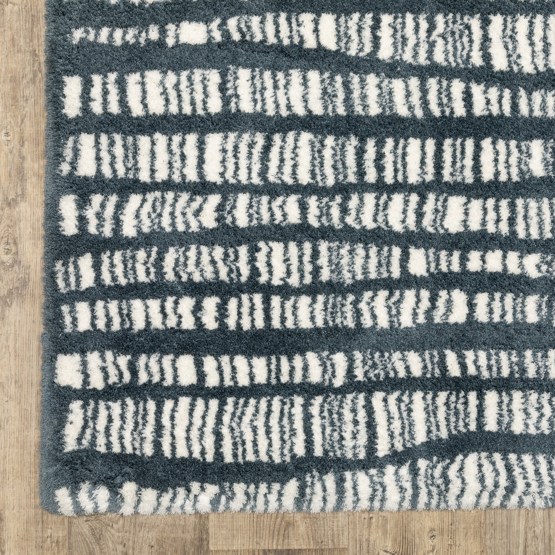 Galileo Stripe Blue/ Ivory Geometric Cut Pile Rug