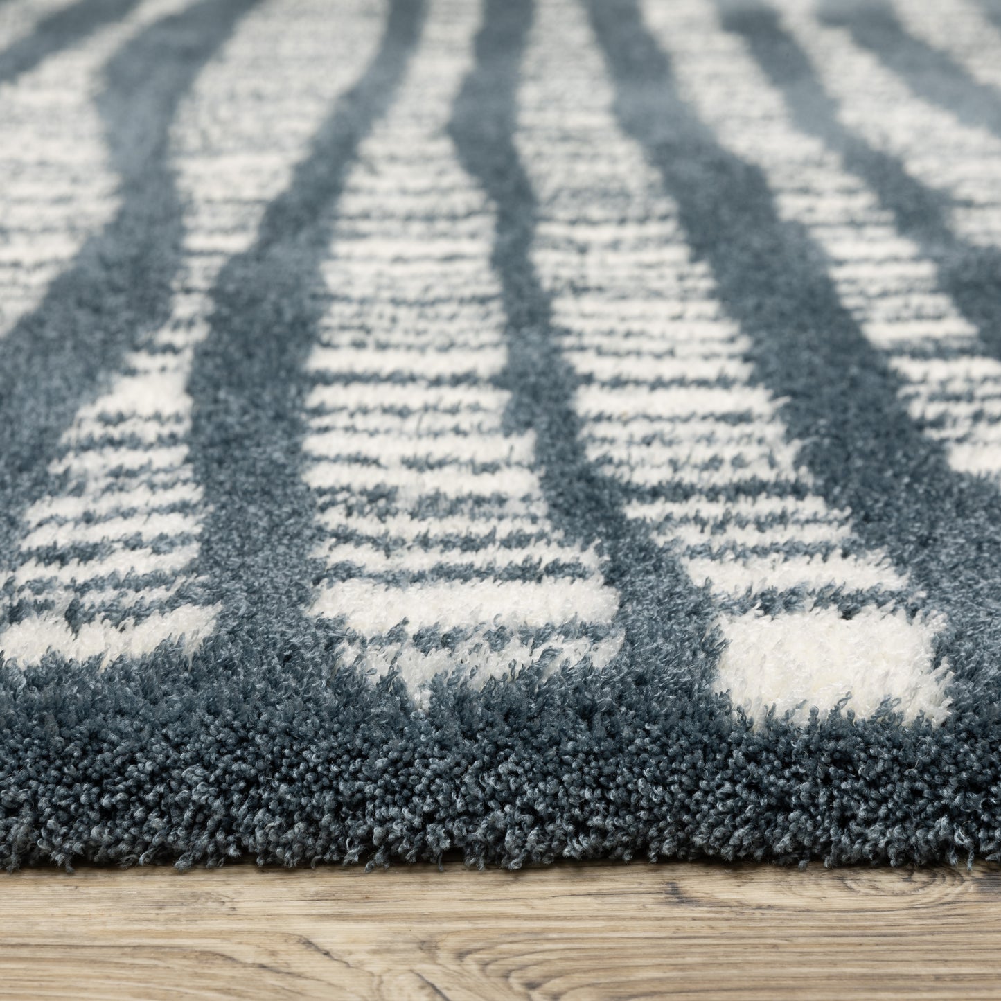 Galileo Stripe Blue/ Ivory Geometric Cut Pile Rug