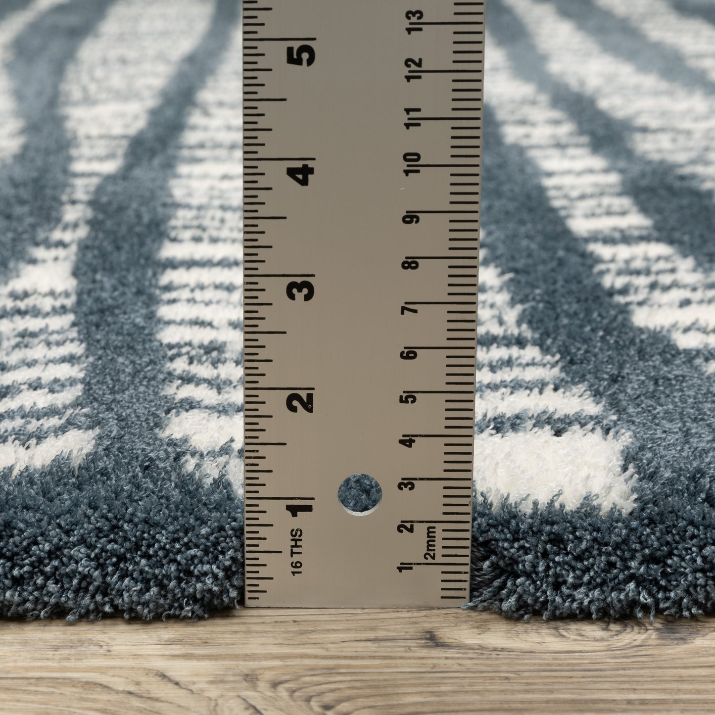 Galileo Stripe Blue/ Ivory Geometric Cut Pile Rug