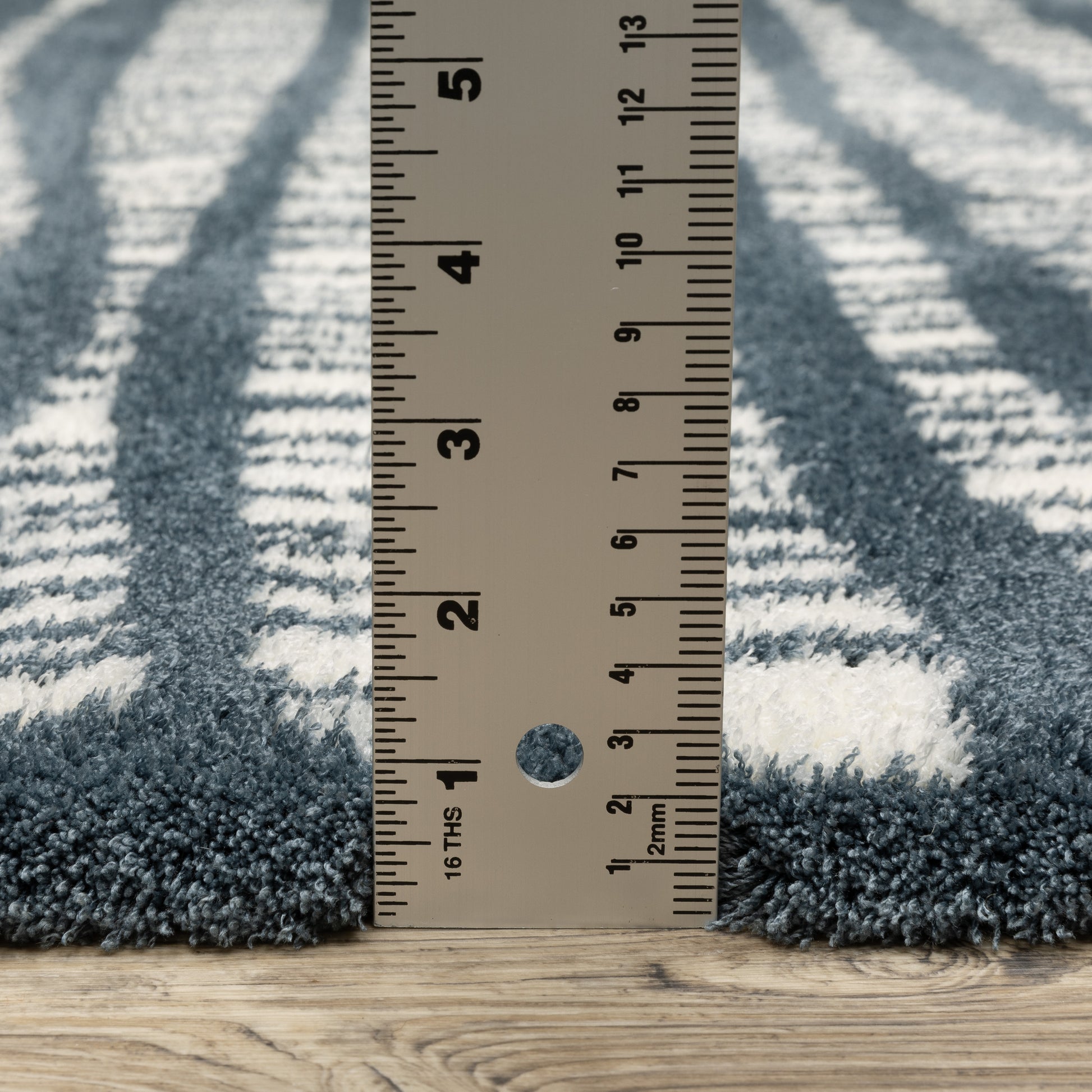 Galileo Stripe Blue/ Ivory Geometric Cut Pile Rug
