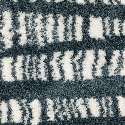 Galileo Stripe Blue/ Ivory Geometric Cut Pile Rug