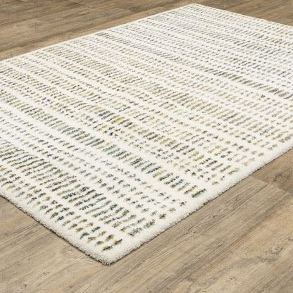Galileo Stripe Ivory/ Multi Geometric Cut Pile Rug