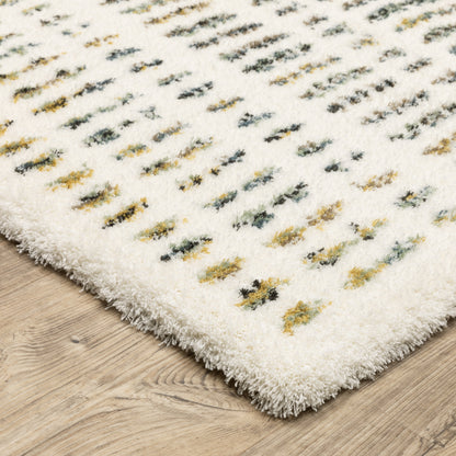 Galileo Stripe Ivory/ Multi Geometric Cut Pile Rug