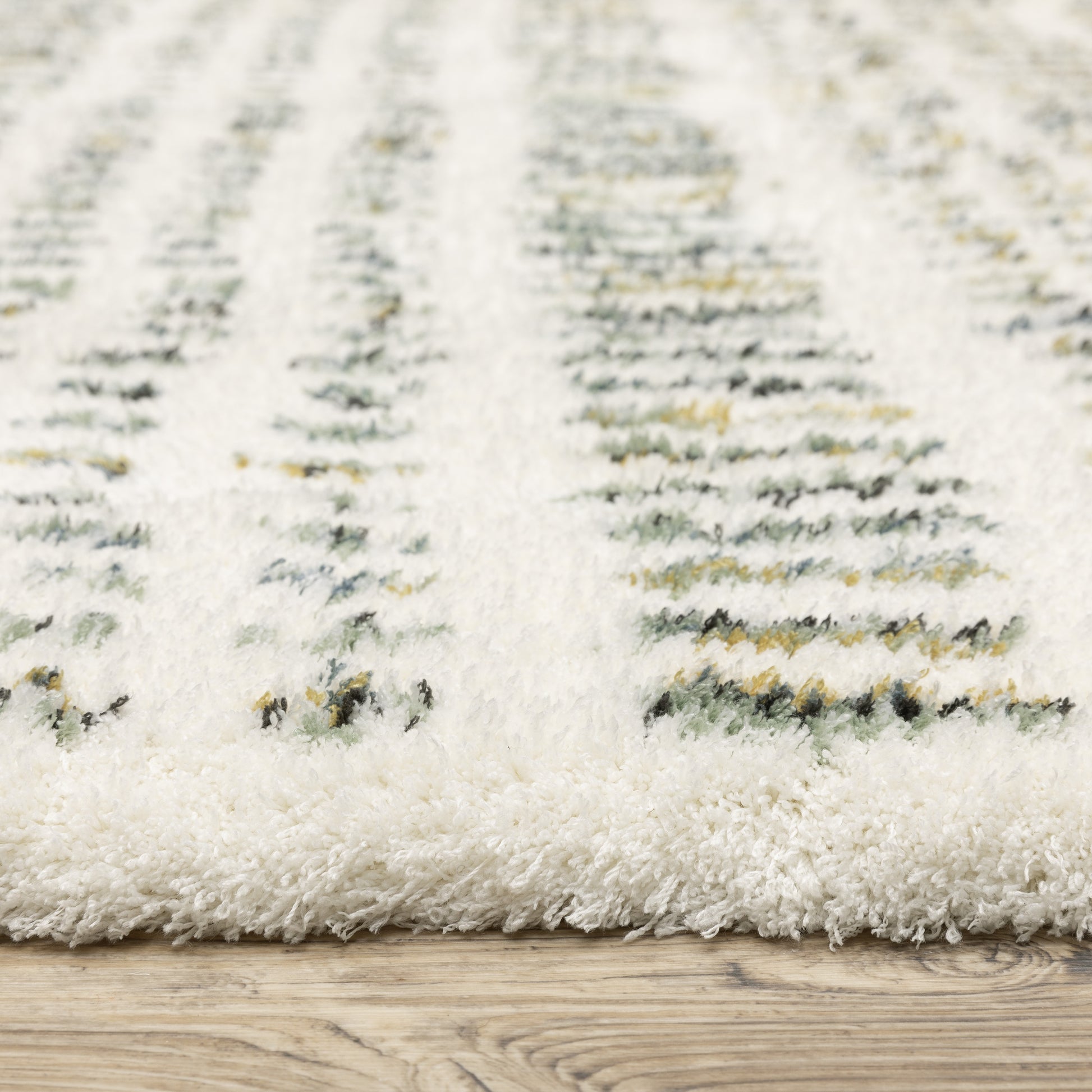 Galileo Stripe Ivory/ Multi Geometric Cut Pile Rug