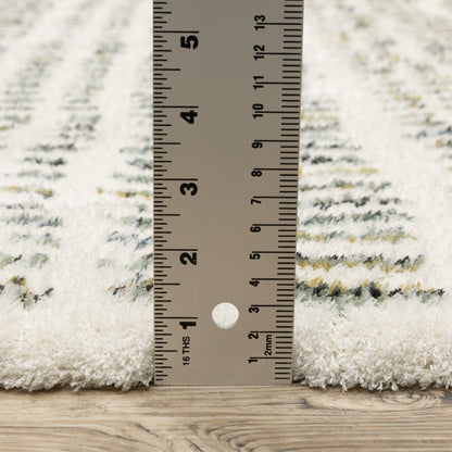 Galileo Stripe Ivory/ Multi Geometric Cut Pile Rug