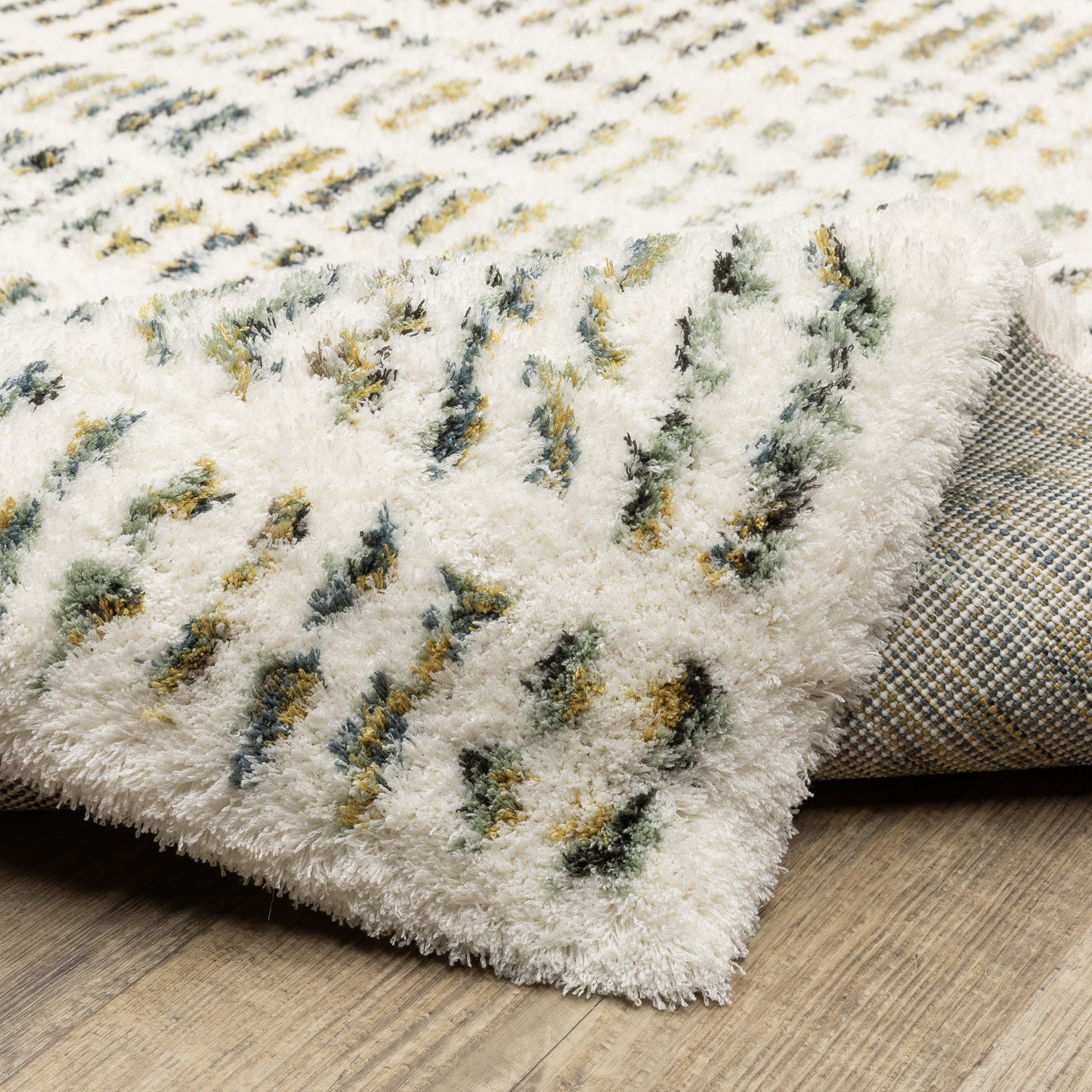 Galileo Stripe Ivory/ Multi Geometric Cut Pile Rug