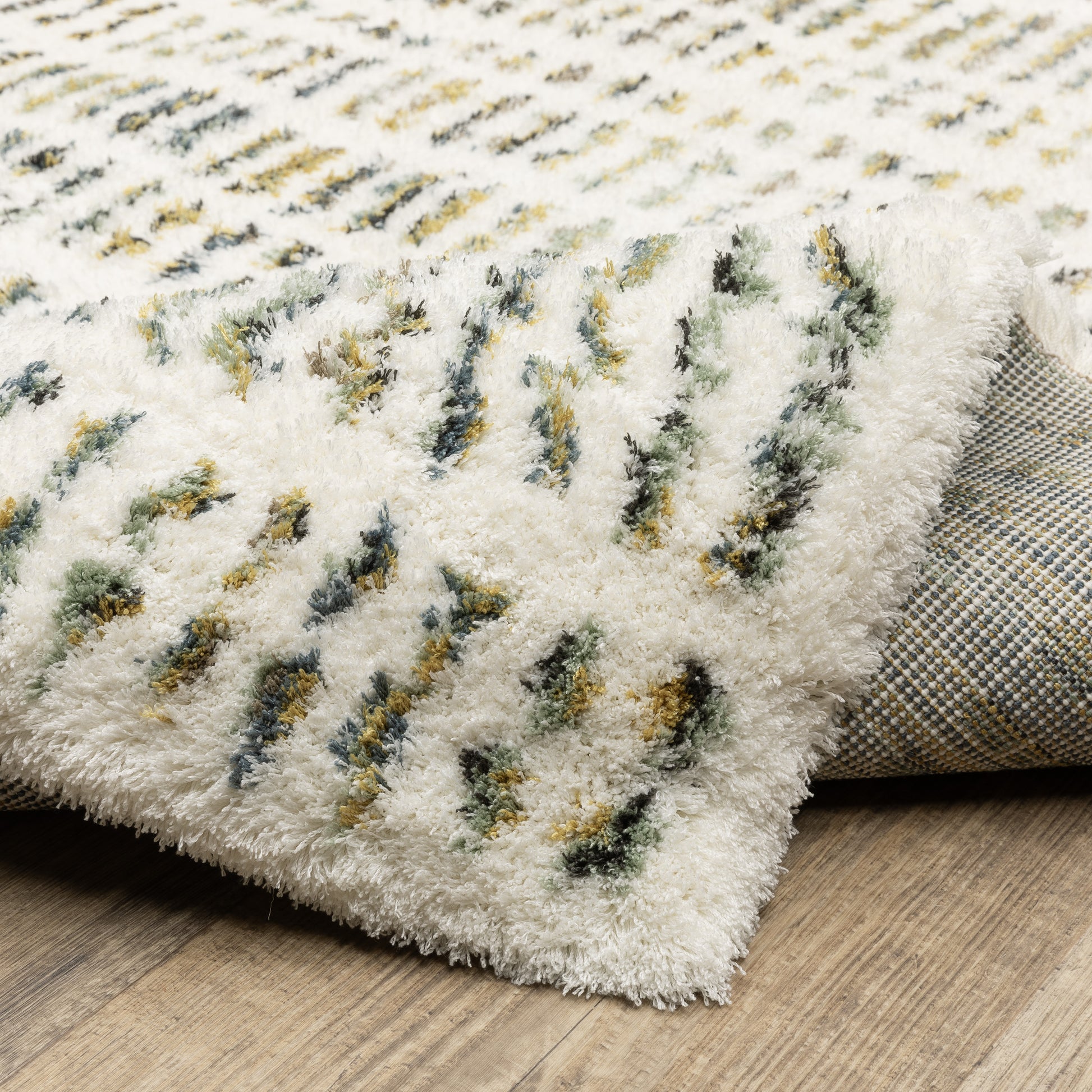 Galileo Stripe Ivory/ Multi Geometric Cut Pile Rug