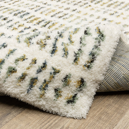 Galileo Stripe Ivory/ Multi Geometric Cut Pile Rug
