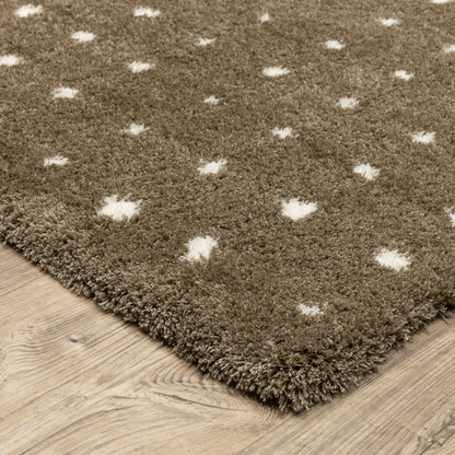 Galileo Circles Brown/ Ivory Geometric Cut Pile Rug